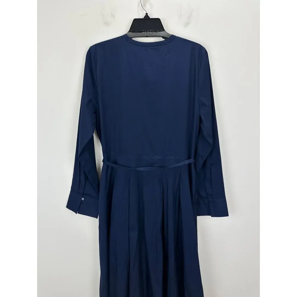 Madewell Tie Waist Midi Shirtdress Classic Minimalist Midnight Navy US 8 NWT